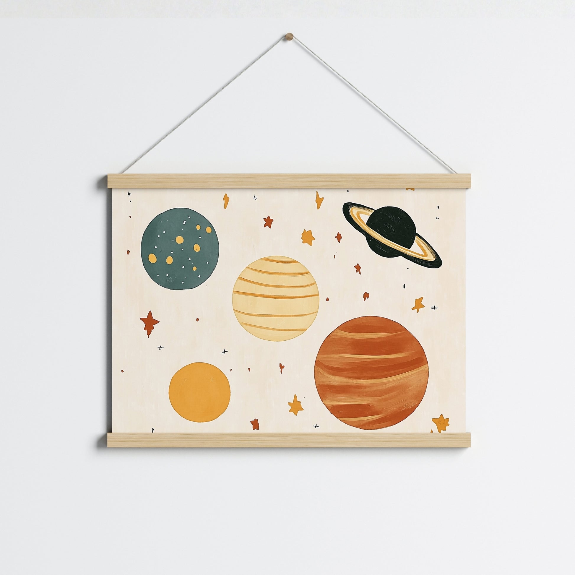 Planets Nursery Print – Cute Space Wall Art for Boys