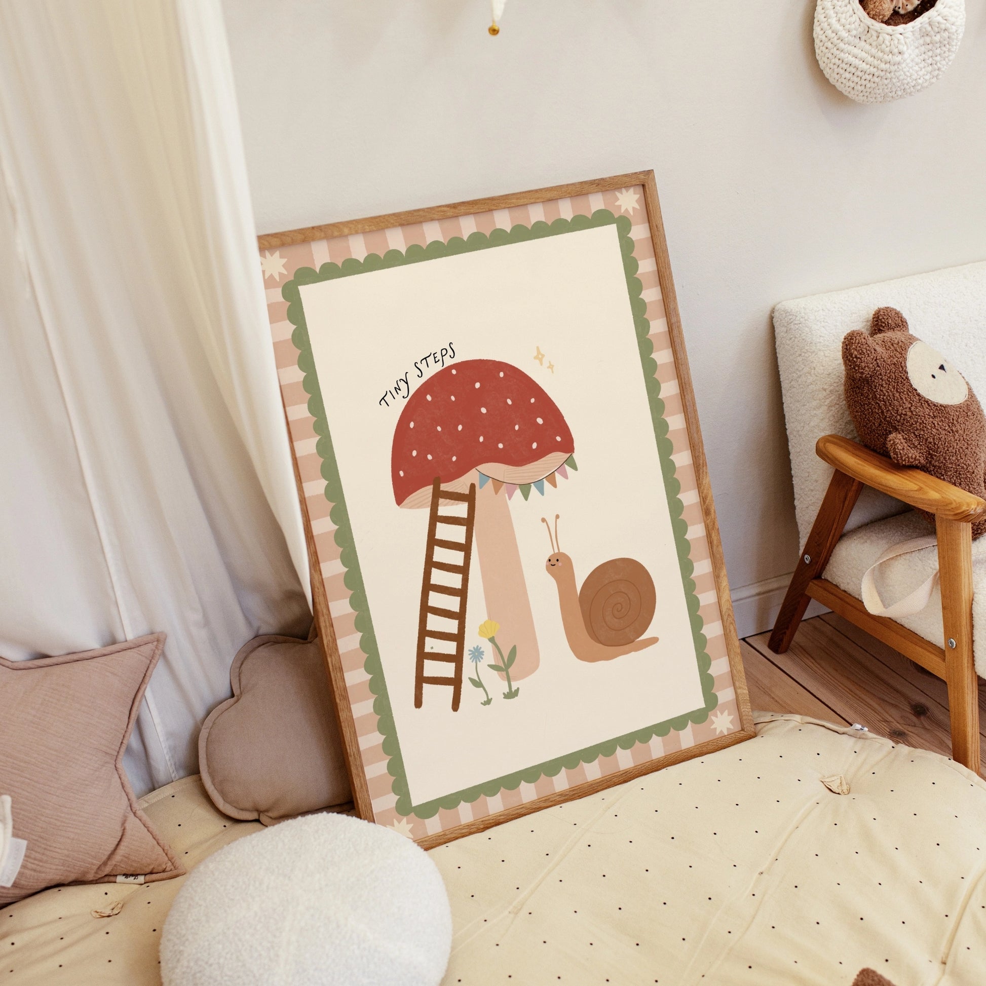 Snail Mushroom Nursery Wall Art