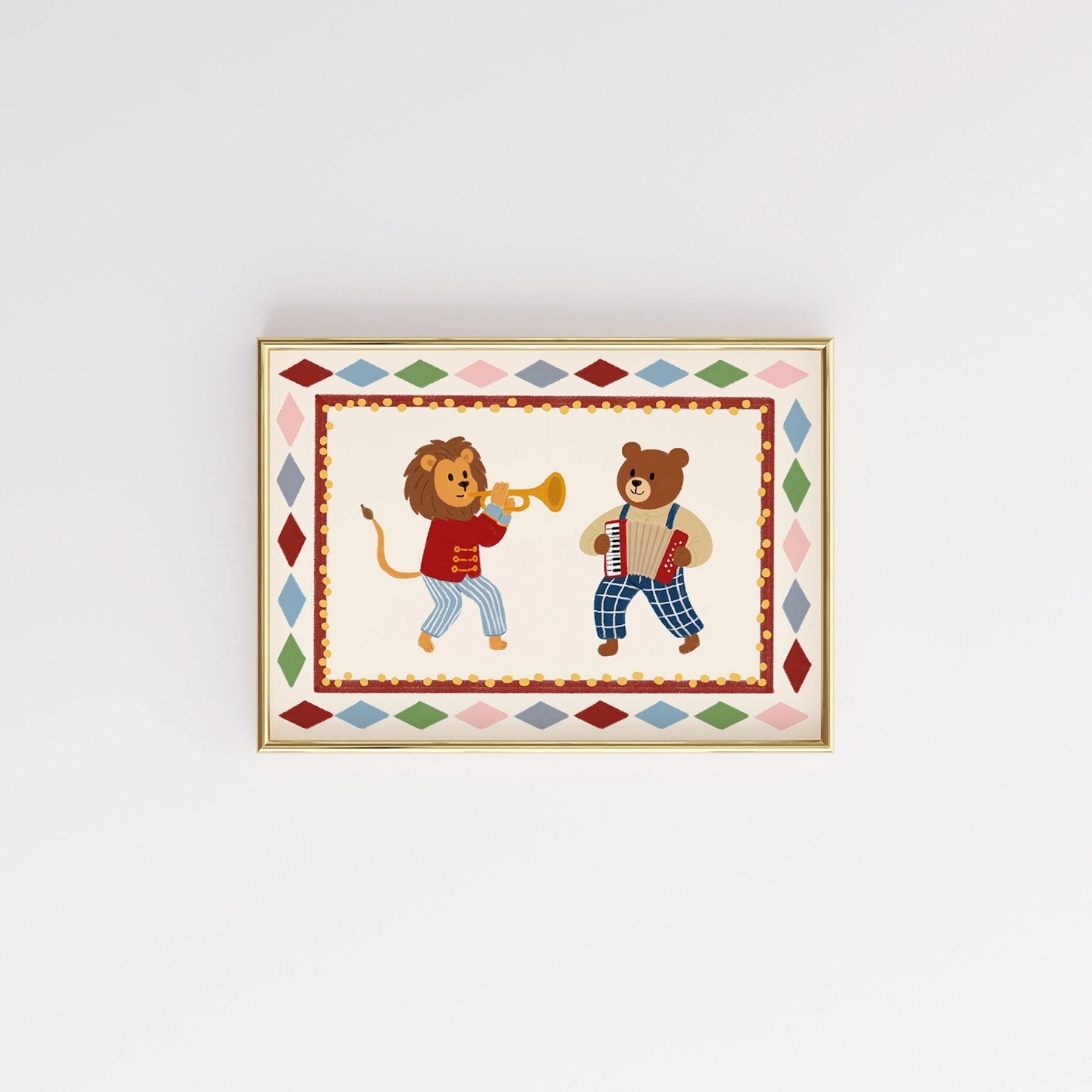 Stampa nursery con banda di animali del circo