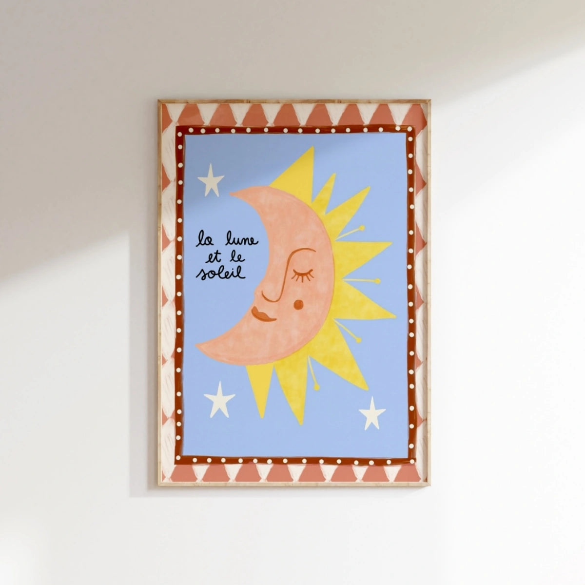 La Lune et le Soleil Nursery Print - Sun and Moon Wall Art, Colorful Kids Decor