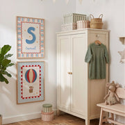 Vintage Hot Air Balloon & Custom Name – Nursery & Kids Wall Art Set of 3