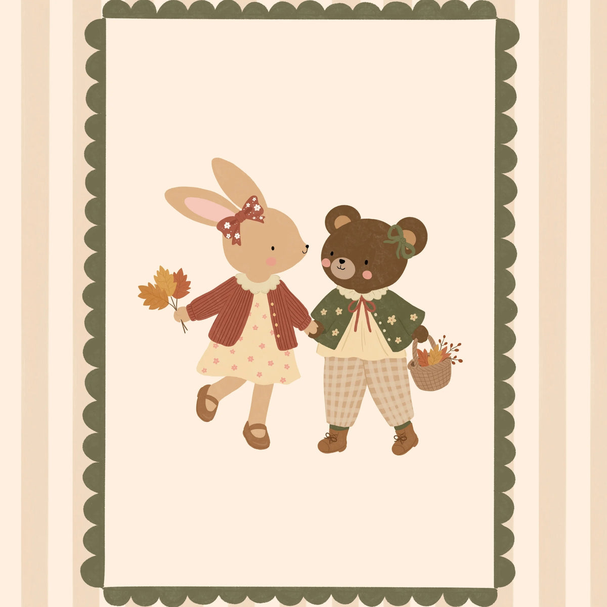 Bunny and Bear Autumn Friends – Poster fürs Baby- und Kinderzimmer