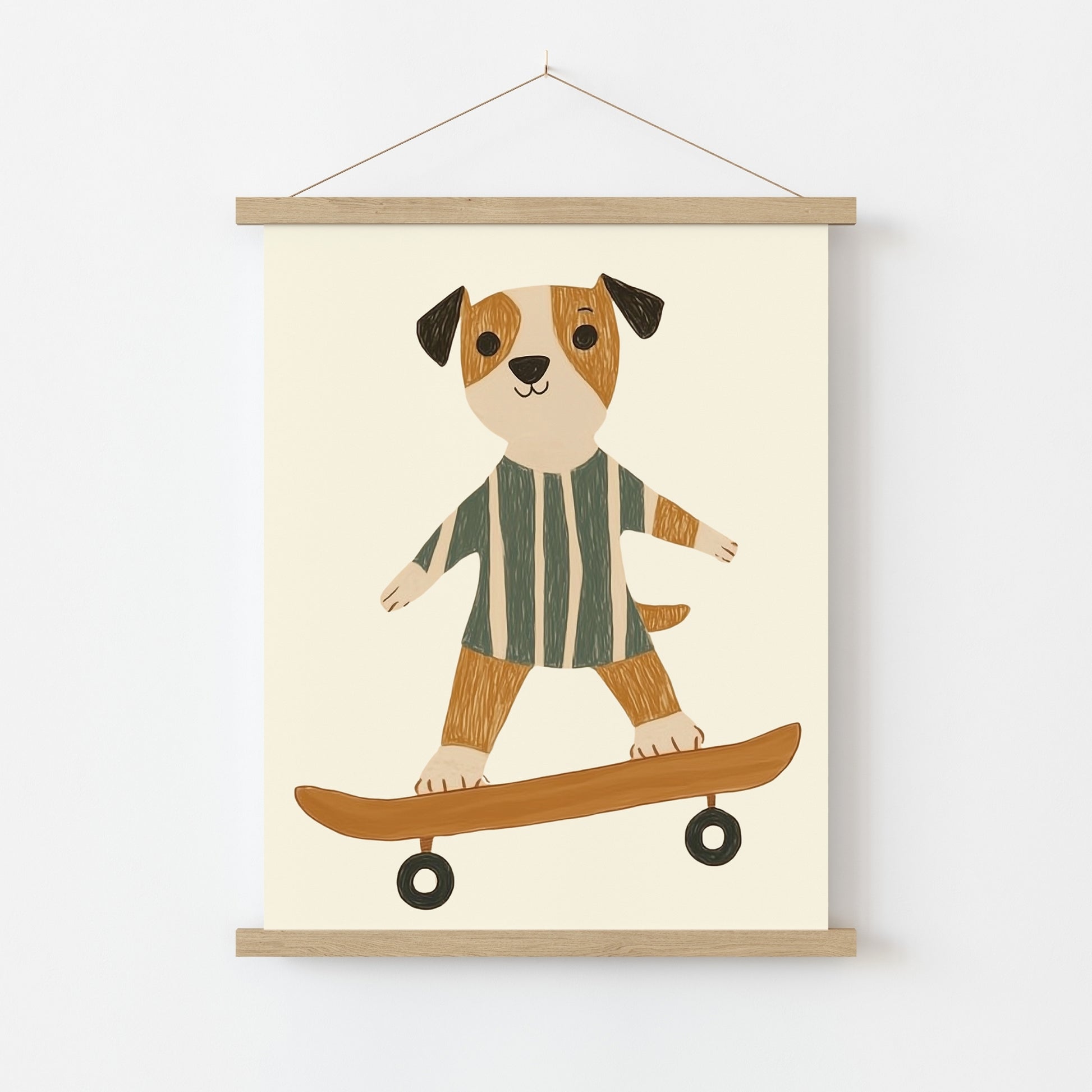 Dog on Skateboard Wall Art, Puppy Nursery Print