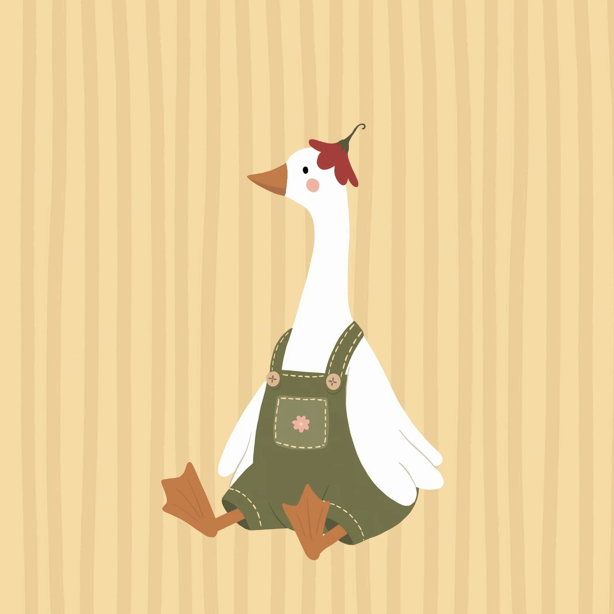 Little Goose in Green Overalls – Nursery & Kids Wall Art