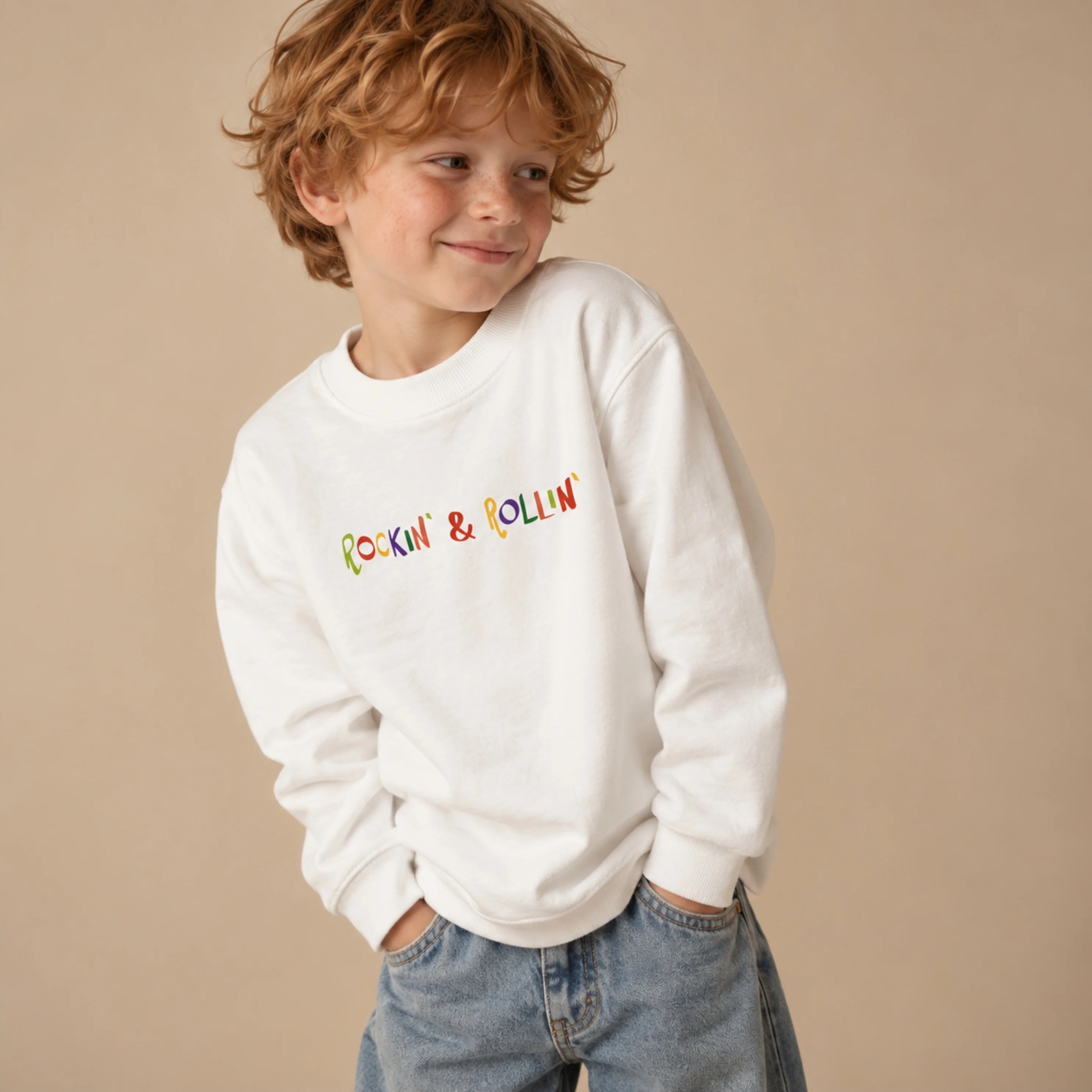 Rockin’ & Rollin’ Fruit Band – Kids Crewneck Sweatshirt