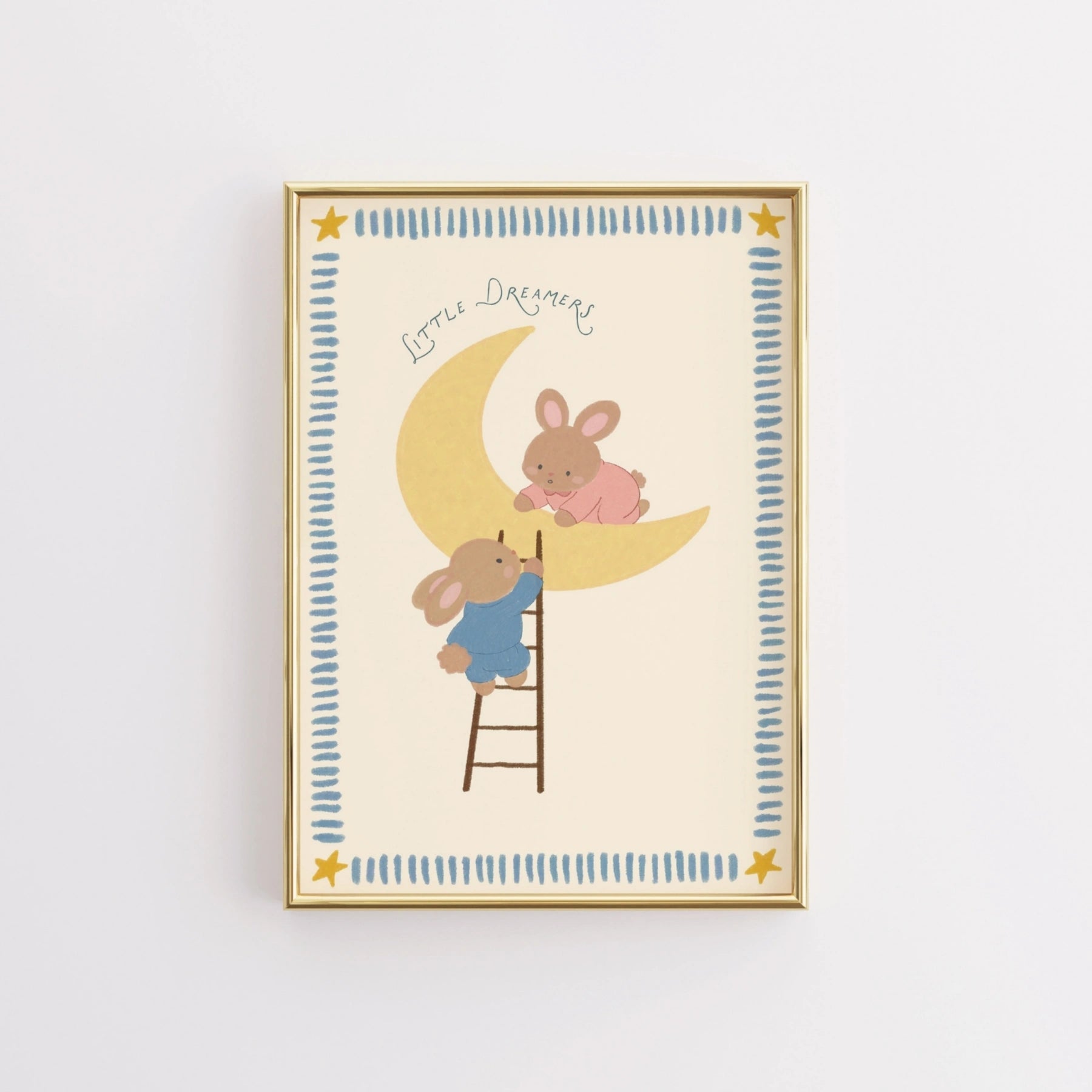 Arte da parete con coniglietto e luna