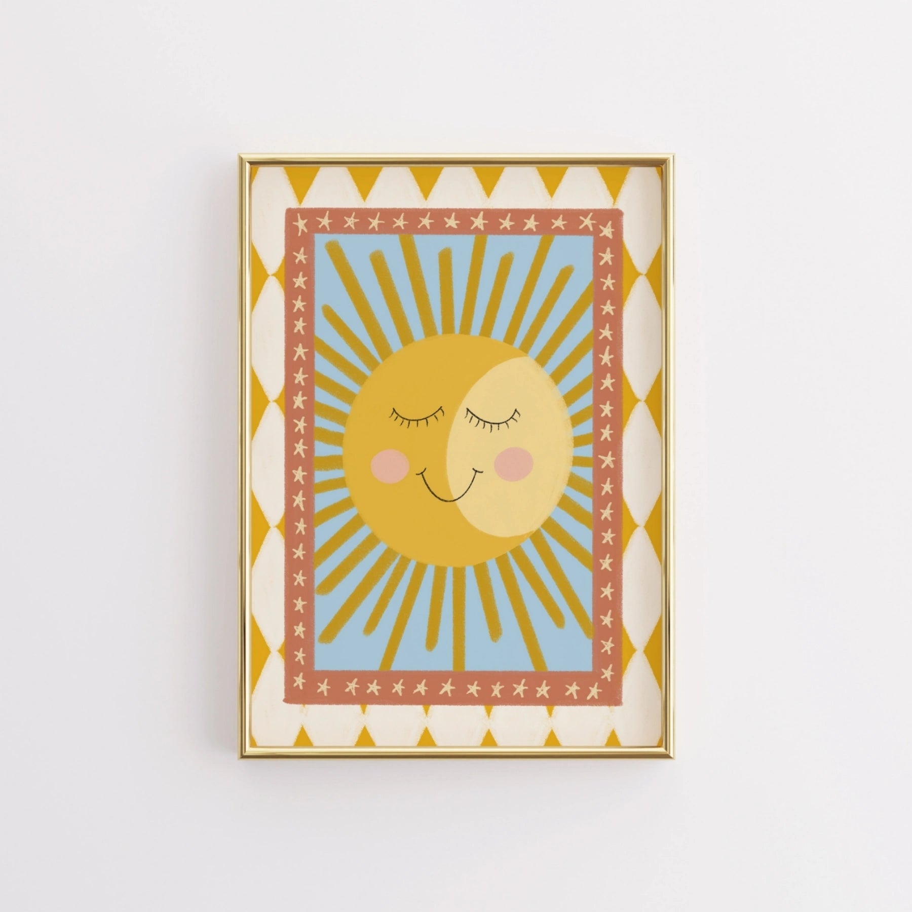 Stampa da parete per cameretta con sole fiabesco