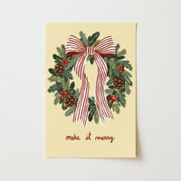 Christmas Wreath with Striped Bow – Póster de Navidad