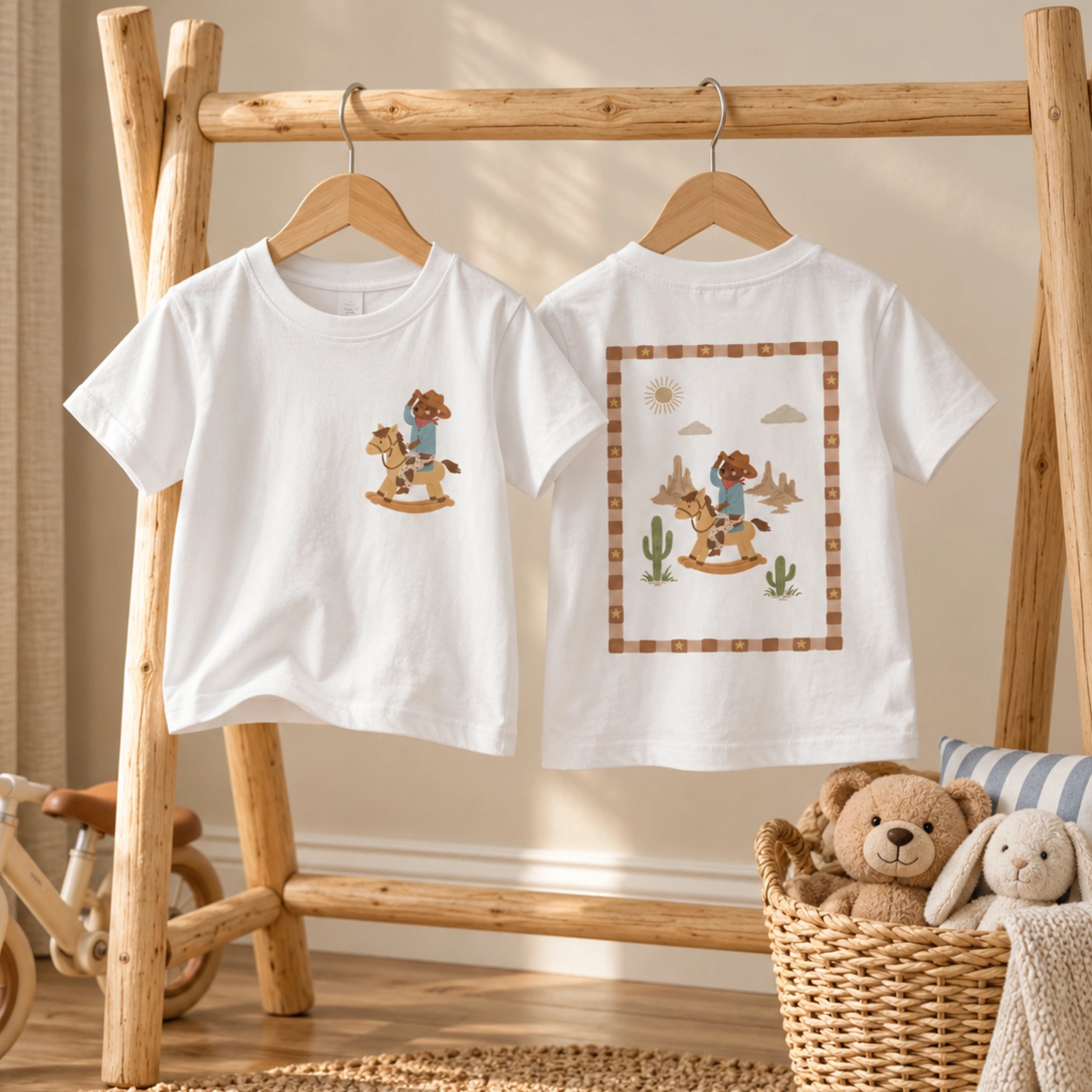 Cowboy Bear Rocking Horse – Baby T-Shirt