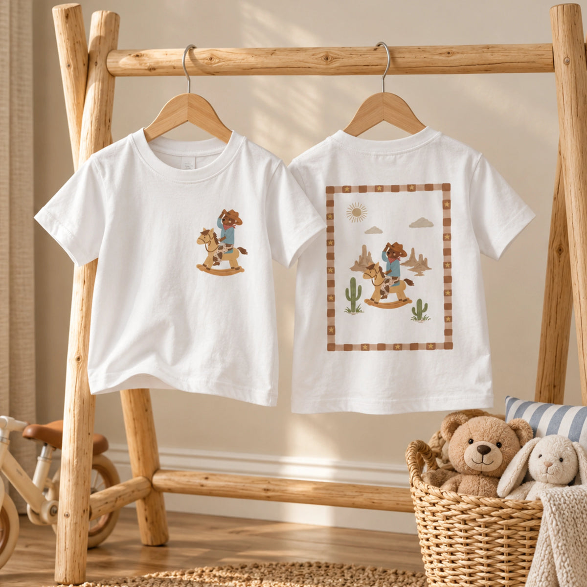 Cowboy Bear Rocking Horse – T-shirt pour bébé