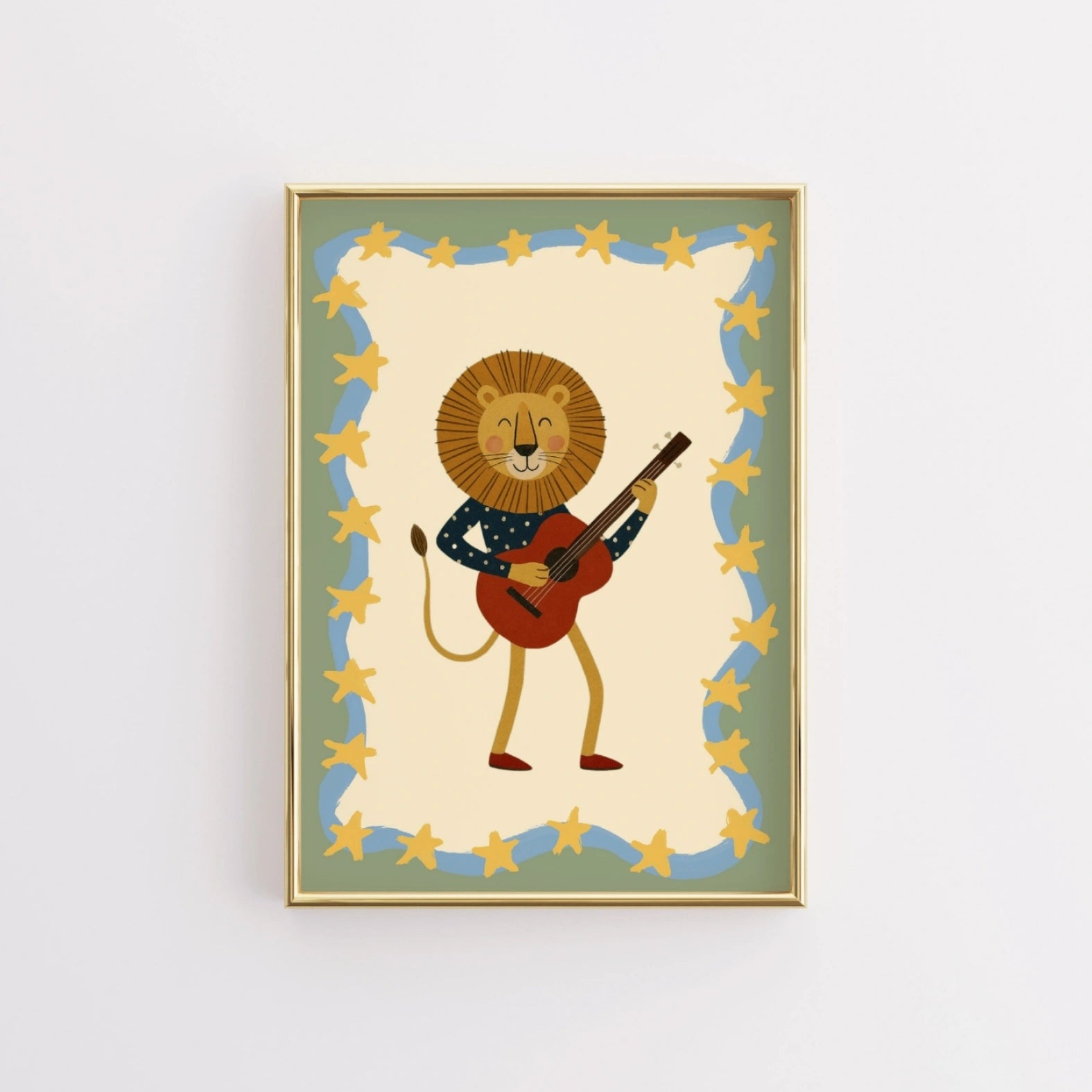 Lion Playing Guitar Nursery Print