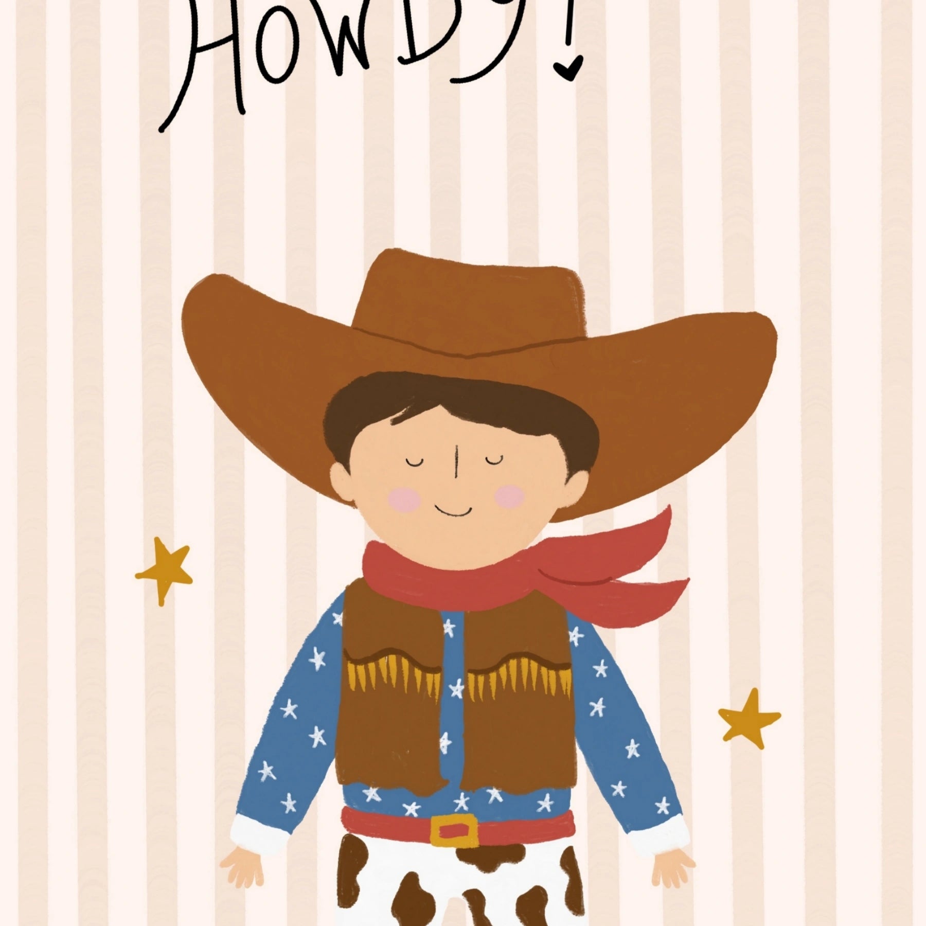 Stampa da parete per cameretta cowboy con scritta “Howdy”