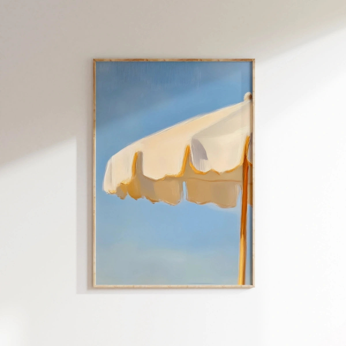 Art mural parasol de plage – Impression côtière minimaliste, Décoration murale côtière