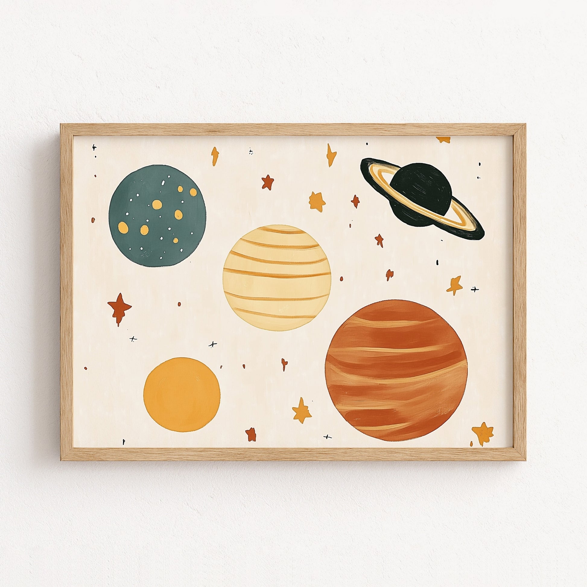 Planets Nursery Print – Cute Space Wall Art for Boys