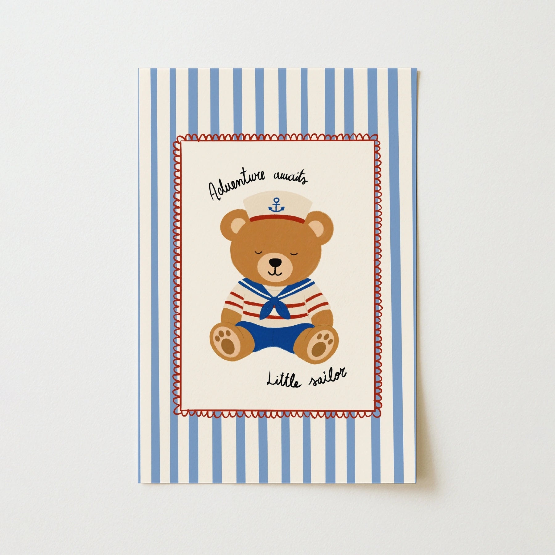 Little Sailor Bear Nursery Print, Boys Room Decor