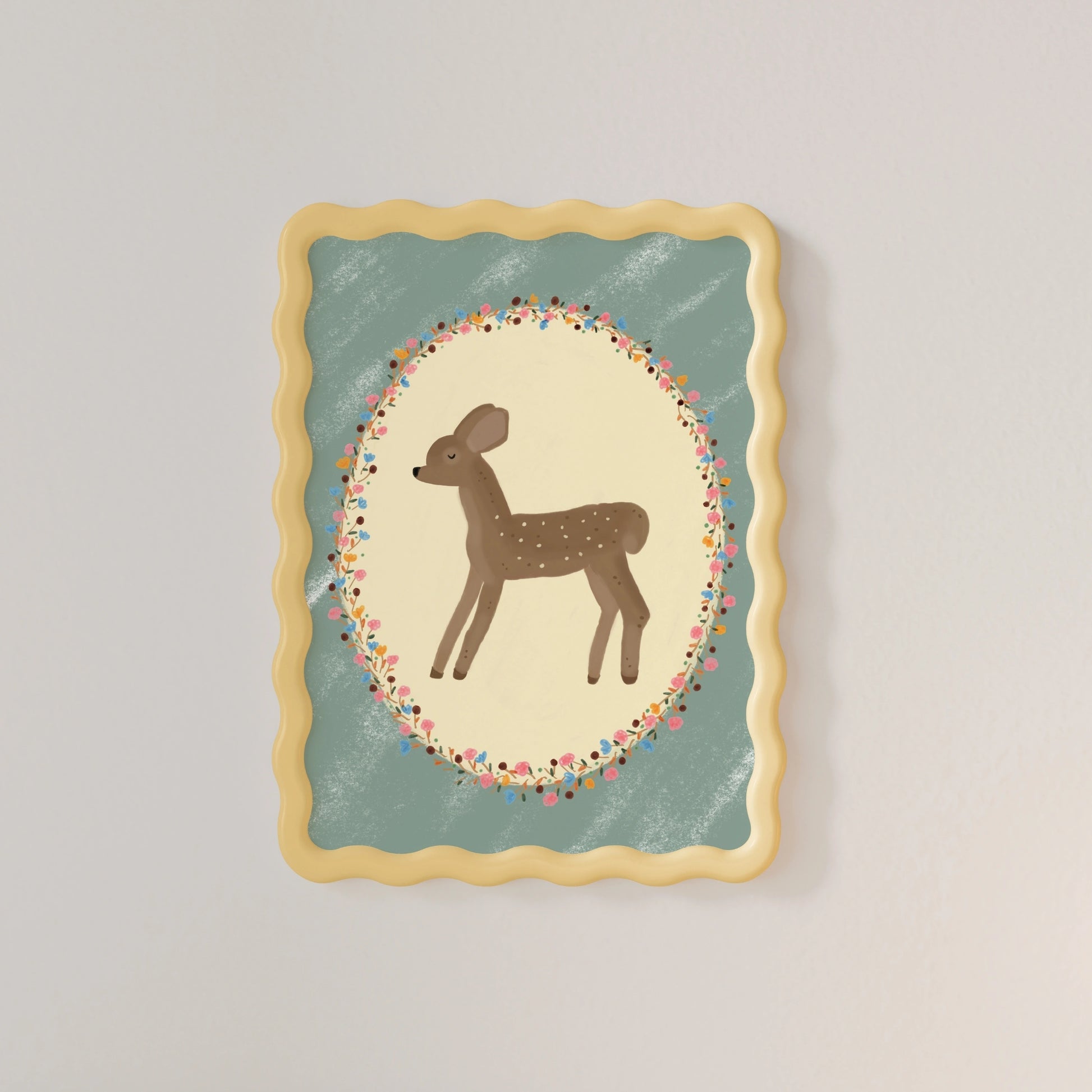 Stampa vintage cerbiatto per cameretta, decorazioni vintage per cameretta