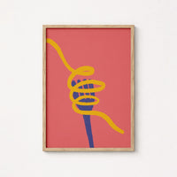 Modern Pasta Wall Art – Bold Spaghetti Illustration Print, Kitchen Wall Decor