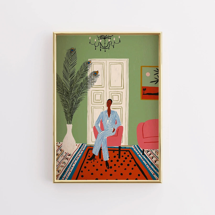 Décoration murale chic et bohème – Scène d'intérieur moderne 