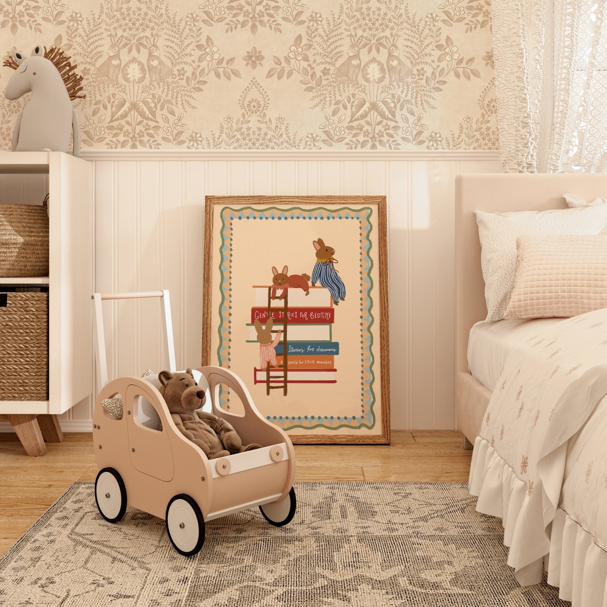 Bedtime Stories Nursery Print, Whimsical Kids Decor