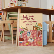 Cozy Faith Table Scene Artwork – Christian Wall Art