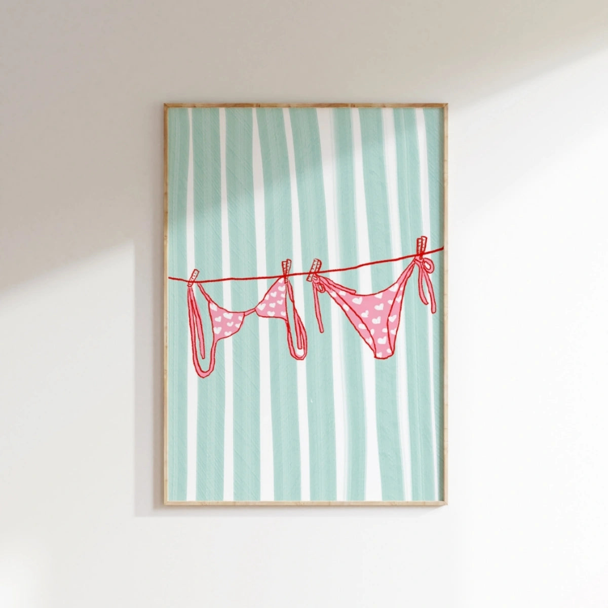 Décoration murale bikini rose - Impression estivale côtière, Décoration murale côtière