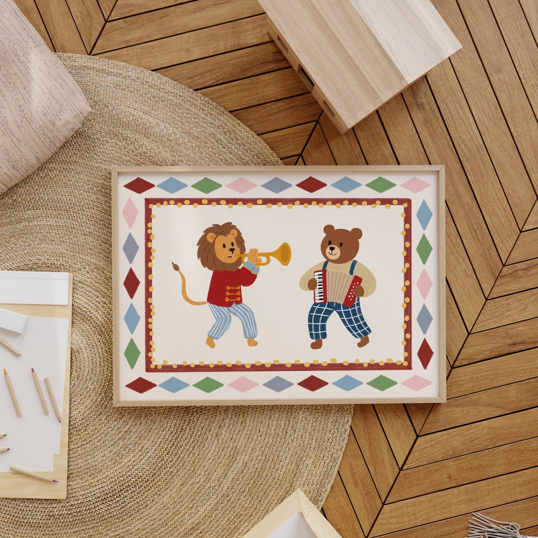 Circus Animal Band Nursery Print