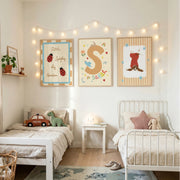 Boho Ladybug & Custom Name, Nursery & Kids Wall Art Set of 3