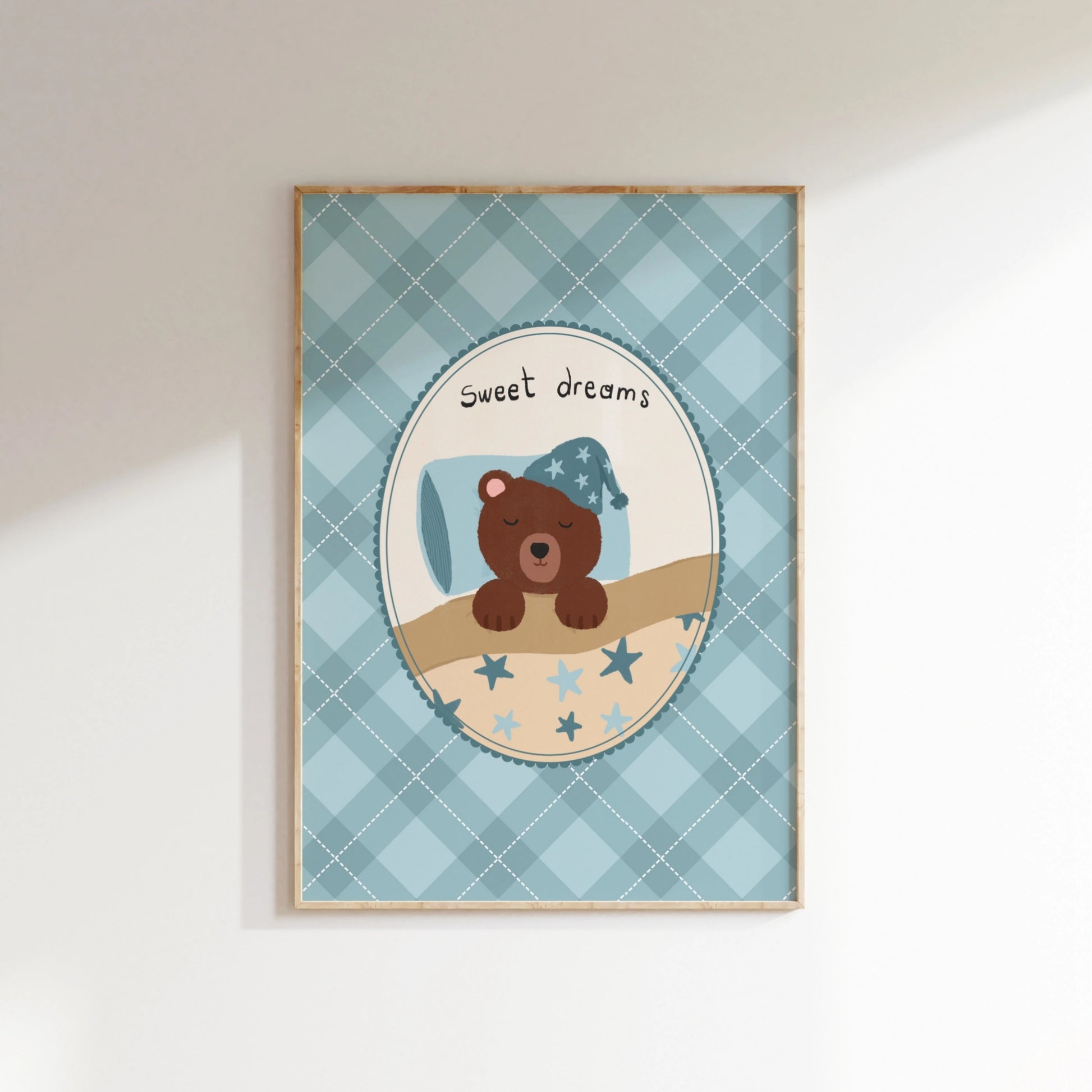 Sweet Dreams Bear Nursery Print, Vintage Nursery Decor