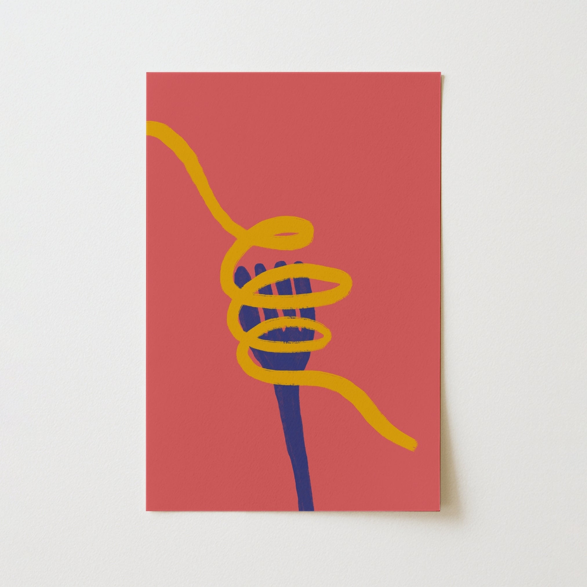 Modern Pasta Wall Art – Bold Spaghetti Illustration Print, Kitchen Wall Decor