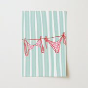Pink Bikini and Blue Stripes - Coastal Wall Art