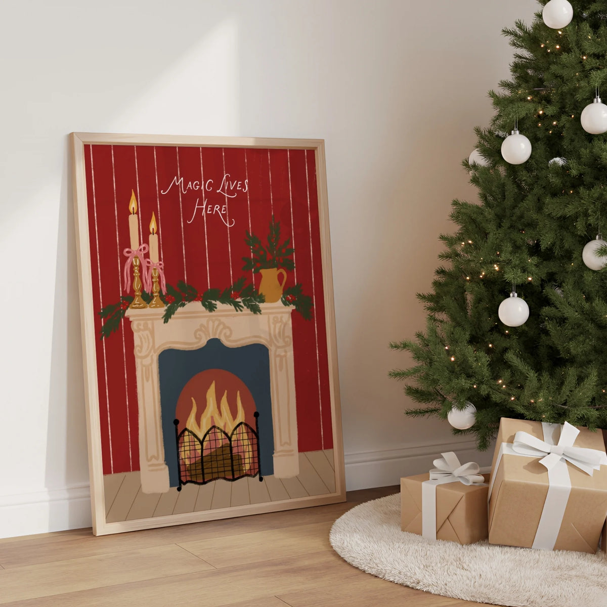 Cozy Christmas Fireplace – Póster de Navidad