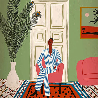 Chic Lounge Boho Wall Art – Modern Interior Scene