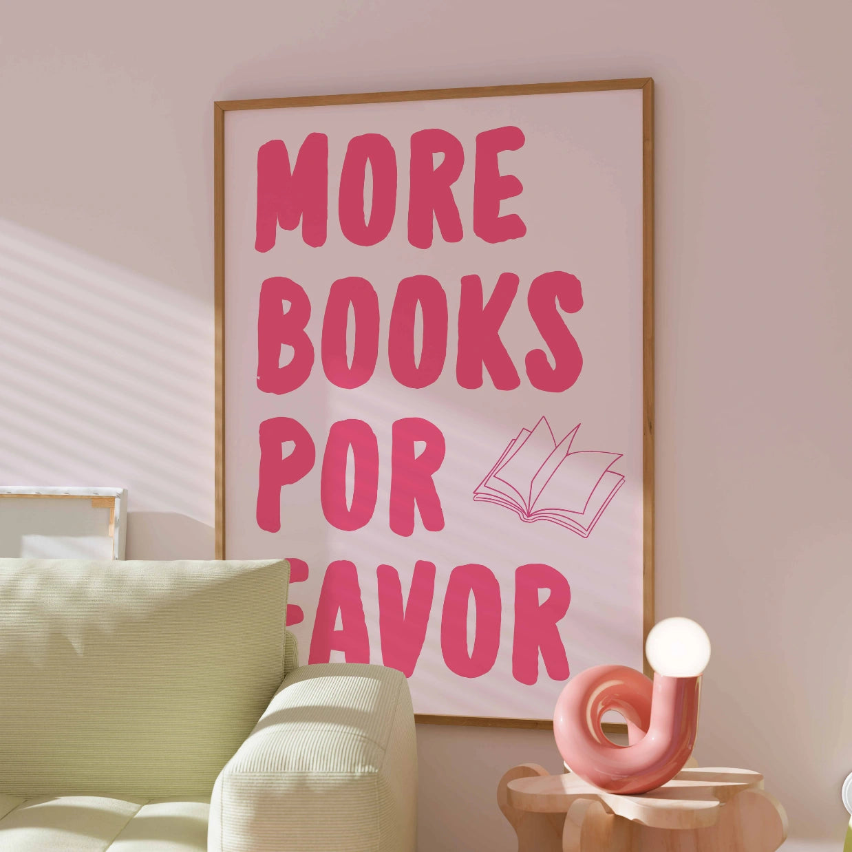 More Books Por Favor  – Pink Bookish Print