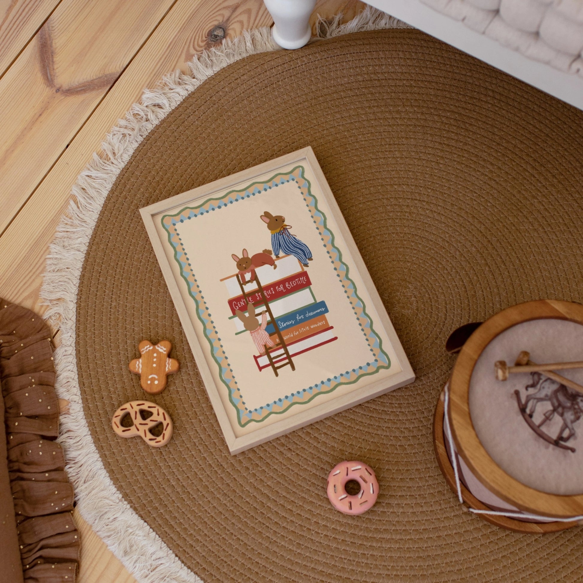 Bedtime Stories Nursery Print, Whimsical Kids Decor