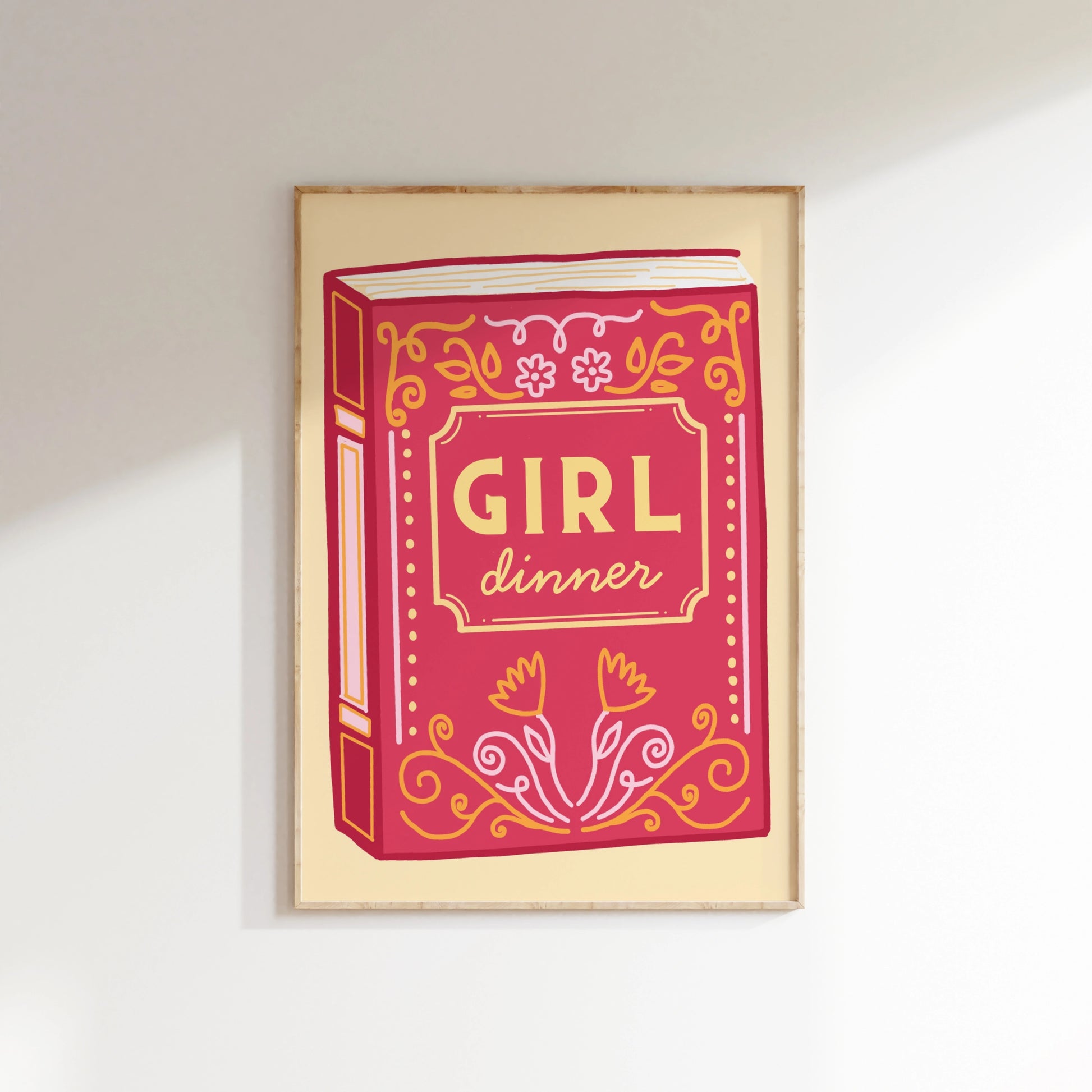 Girl Dinner Book Print – Funny Feminine Wall Art