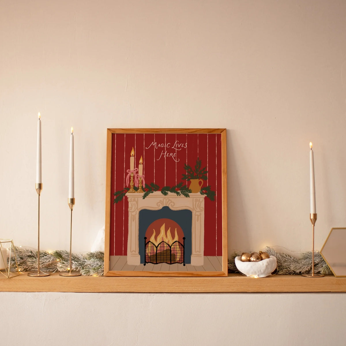Cozy Christmas Fireplace – Póster de Navidad
