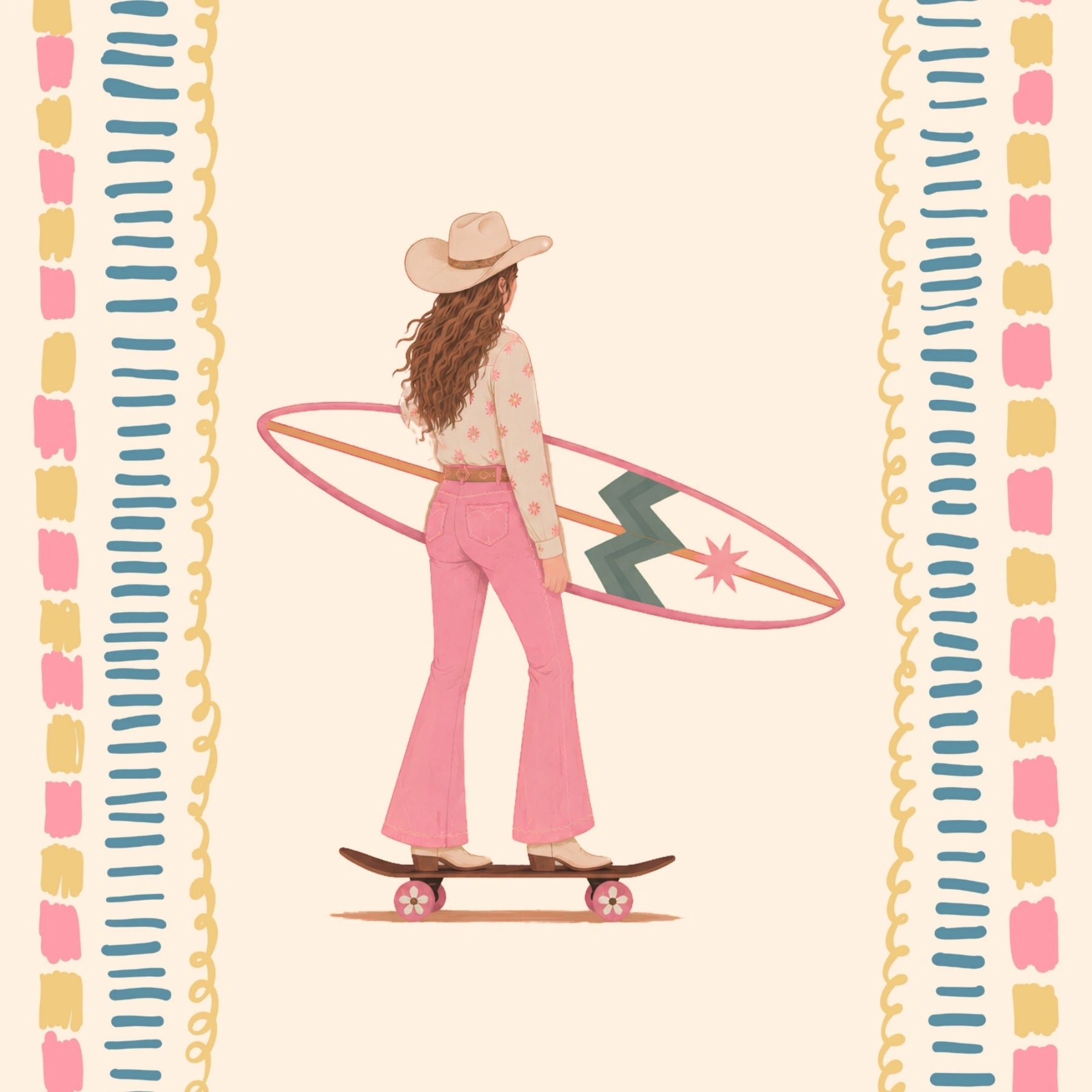 Coastal Cowgirl Surfer Wall Art