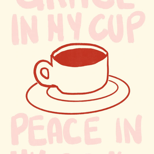 Grace in My Cup Christian Wall Art – Minimal Coffee Faith Print
