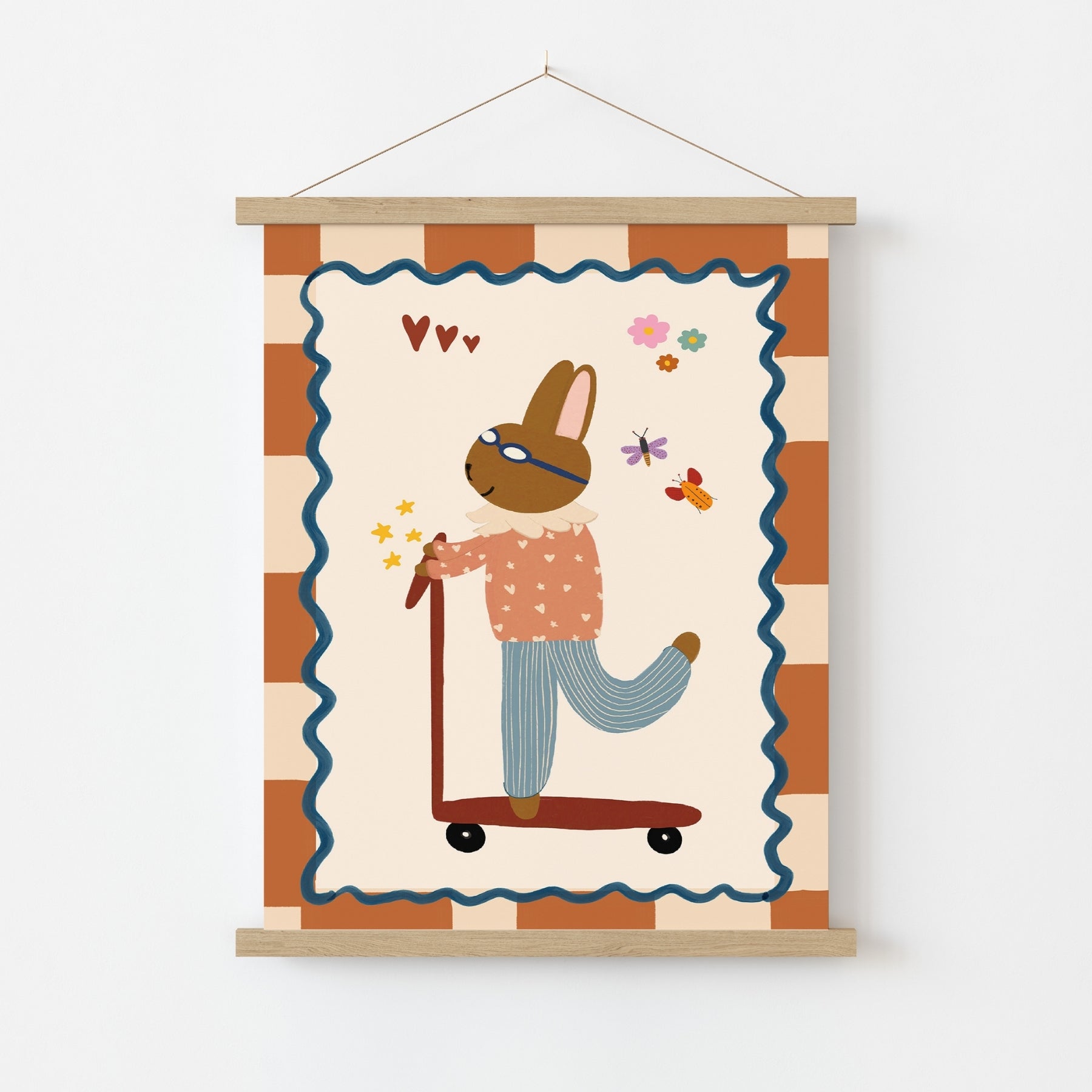 Vintage Bunny on Scooter Nursery Print