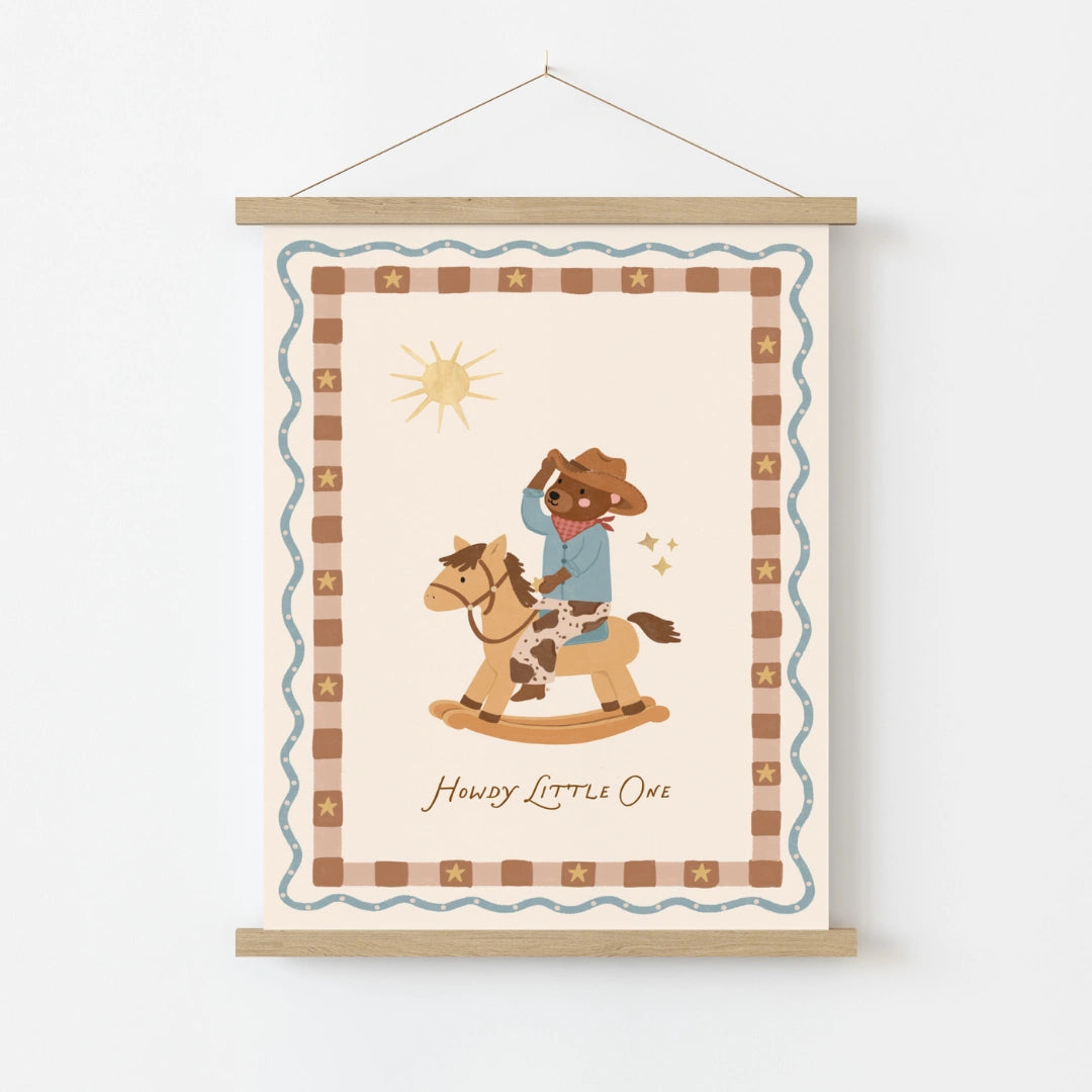 Cute Bear Cowboy Nursery Wall Art