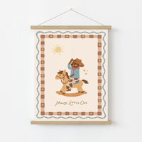 Cute Bear Cowboy Nursery Wall Art