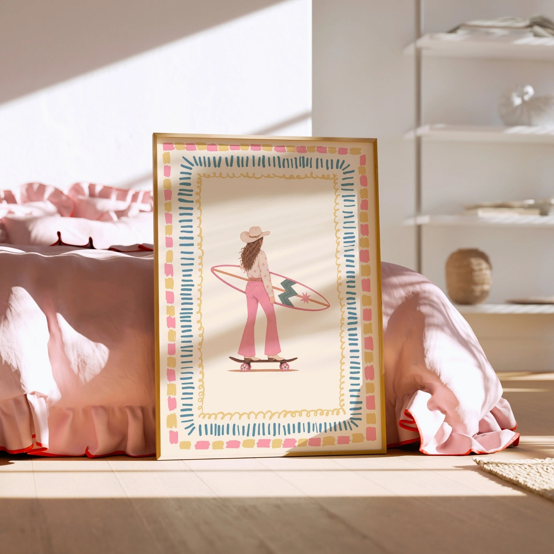 Coastal Cowgirl Surfer Wall Art