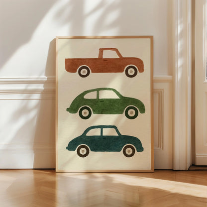 Race Car Nursery Print - Colorful Racing Wall Art for Kids