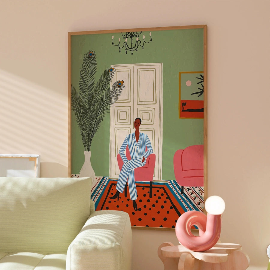 Chic Lounge Boho Wall Art – Modern Interior Scene