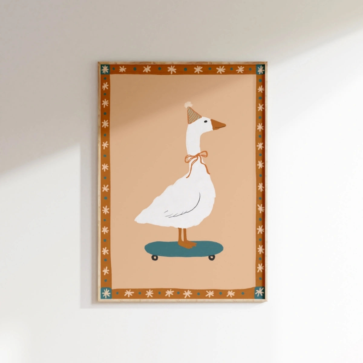 Whimsical Goose Illustration Poster, Colorful Kids Decor