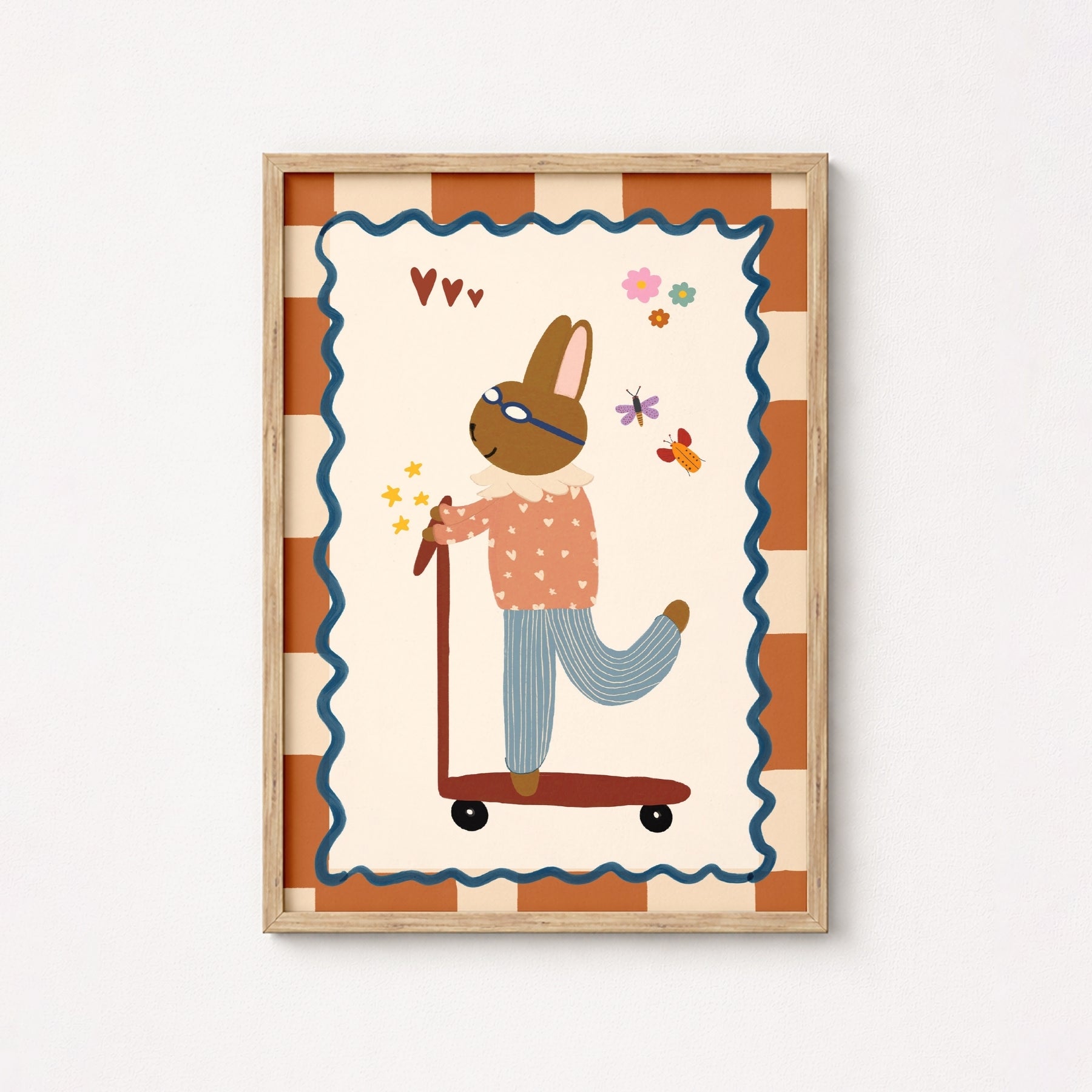 Vintage Bunny on Scooter Nursery Print