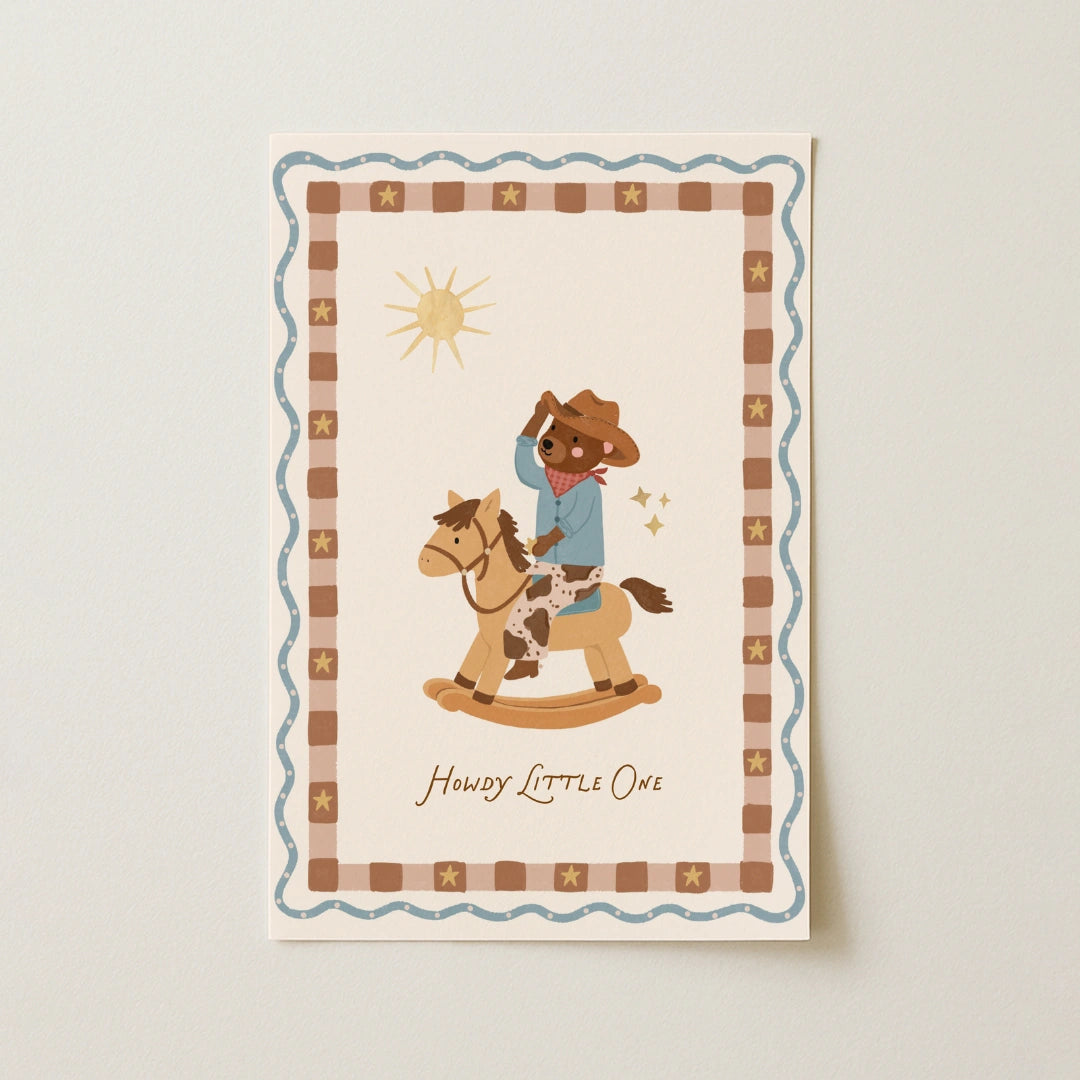 Cute Bear Cowboy Nursery Wall Art