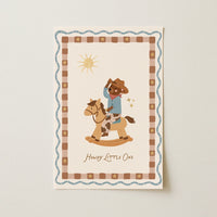 Cute Bear Cowboy Nursery Wall Art