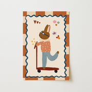 Vintage Bunny on Scooter – Póster infantil