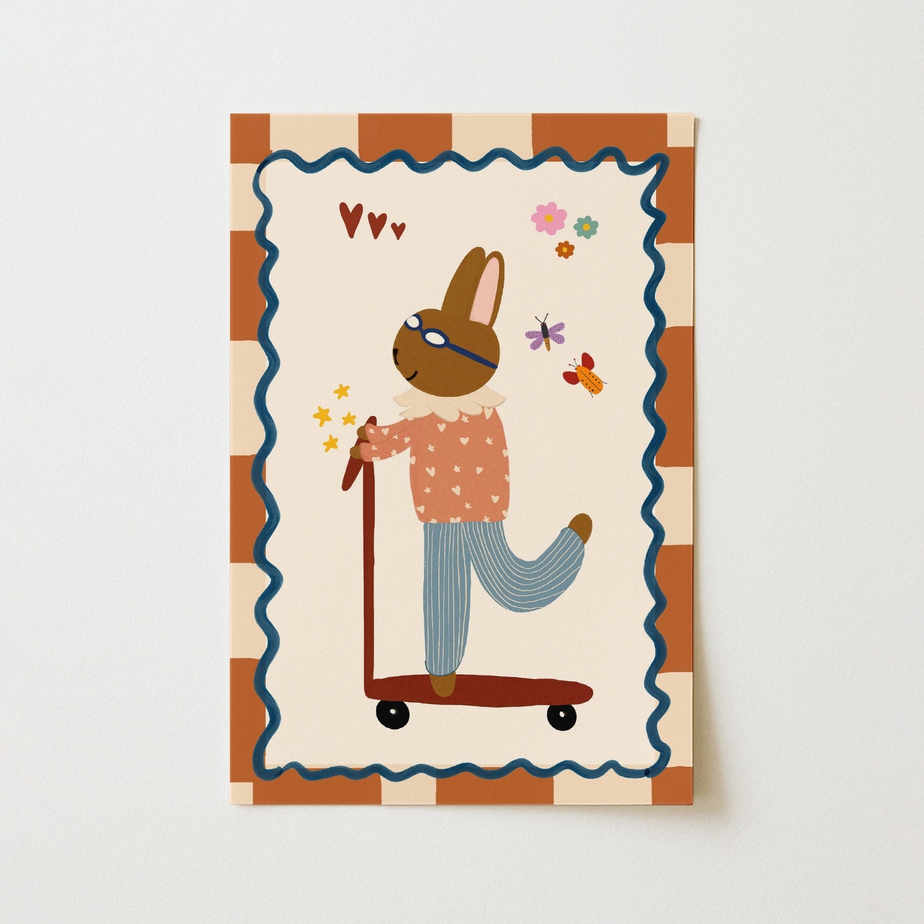 Vintage Bunny on Scooter Nursery Print